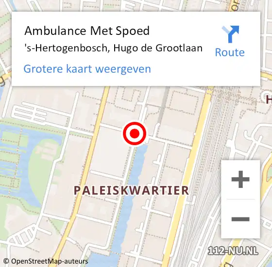 Locatie op kaart van de 112 melding: Ambulance Met Spoed Naar 's-Hertogenbosch, Hugo De Grootlaan op 14 juni 2016 16:44