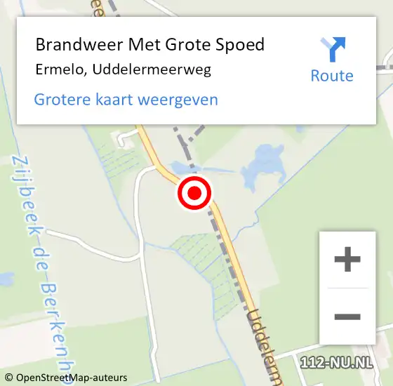 Locatie op kaart van de 112 melding: Brandweer Met Grote Spoed Naar Ermelo, Uddelermeerweg op 15 juni 2016 08:11