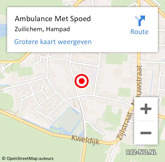 Locatie op kaart van de 112 melding: Ambulance Met Spoed Naar Zuilichem, Hampad op 15 juni 2016 10:08