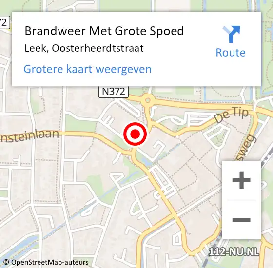 Locatie op kaart van de 112 melding: Brandweer Met Grote Spoed Naar Leek, Oosterheerdtstraat op 15 juni 2016 19:21