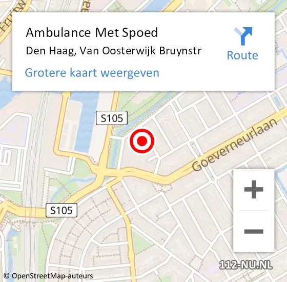 Locatie op kaart van de 112 melding: Ambulance Met Spoed Naar Den Haag, Van Oosterwijk Bruynstr op 15 juni 2016 20:17