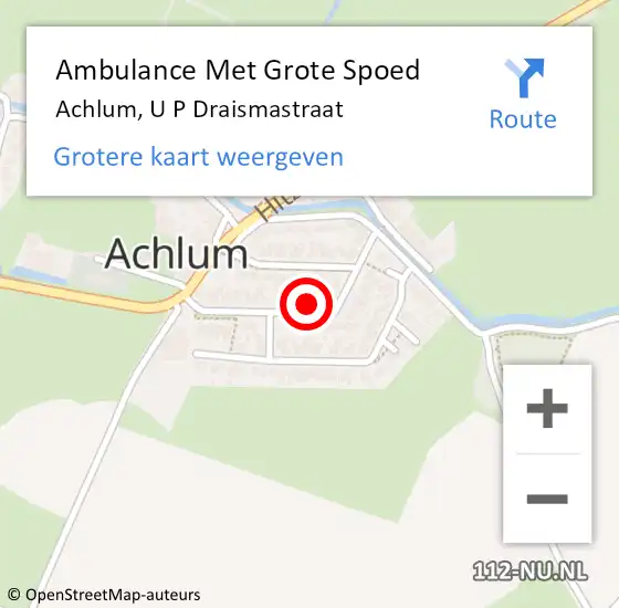 Locatie op kaart van de 112 melding: Ambulance Met Grote Spoed Naar Achlum, U P Draismastraat op 16 juni 2016 12:49