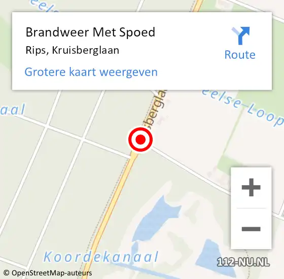Locatie op kaart van de 112 melding: Brandweer Met Spoed Naar Rips, Kruisberglaan op 16 juni 2016 16:43
