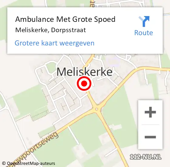 Locatie op kaart van de 112 melding: Ambulance Met Grote Spoed Naar Meliskerke, Dorpsstraat op 17 juni 2016 09:16
