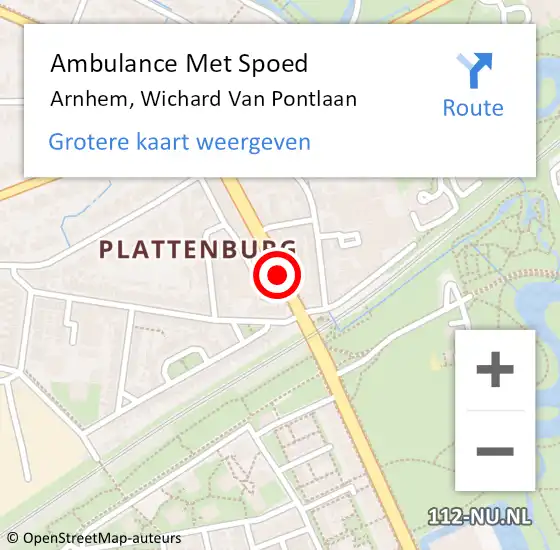 Locatie op kaart van de 112 melding: Ambulance Met Spoed Naar Arnhem, Wichard Van Pontlaan op 17 juni 2016 15:49