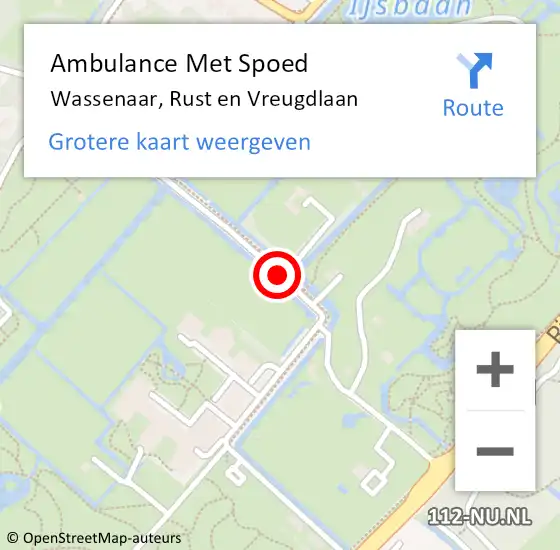 Locatie op kaart van de 112 melding: Ambulance Met Spoed Naar Wassenaar, Rust en Vreugdlaan op 17 juni 2016 18:48