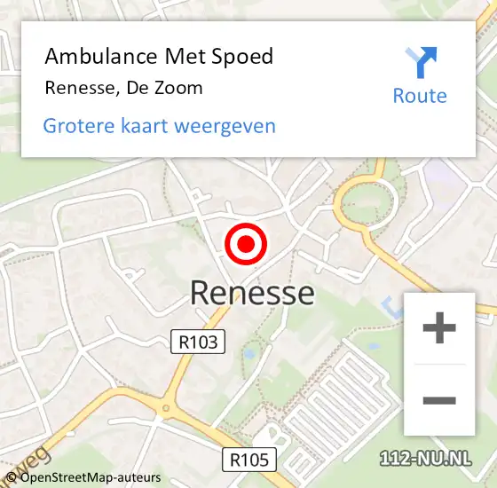 Locatie op kaart van de 112 melding: Ambulance Met Spoed Naar Renesse, De Zoom op 18 juni 2016 03:32