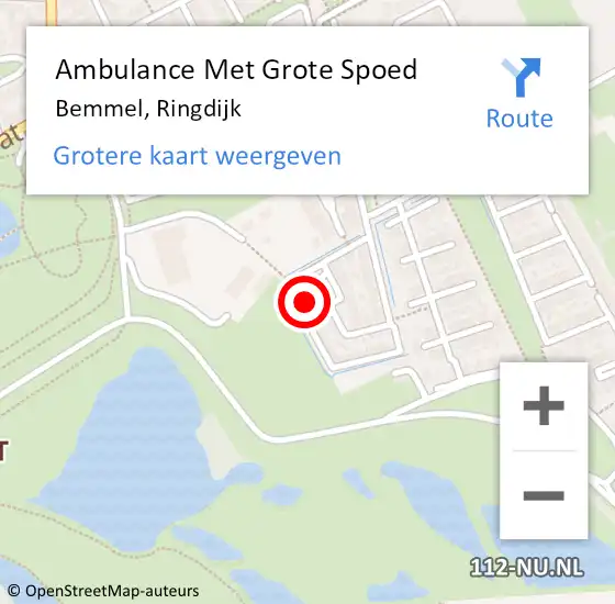 Locatie op kaart van de 112 melding: Ambulance Met Grote Spoed Naar Bemmel, Ringdijk op 18 juni 2016 21:17