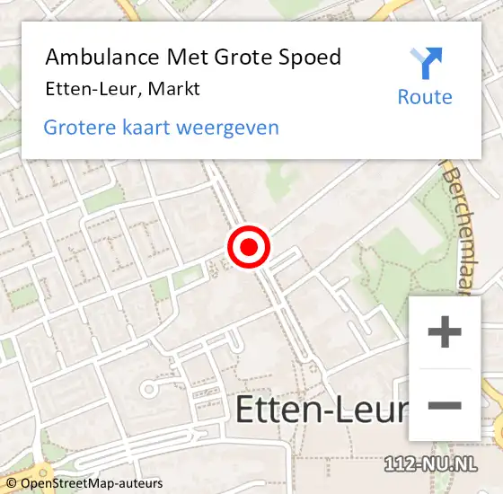 Locatie op kaart van de 112 melding: Ambulance Met Grote Spoed Naar Etten-Leur, Markt op 19 juni 2016 02:13