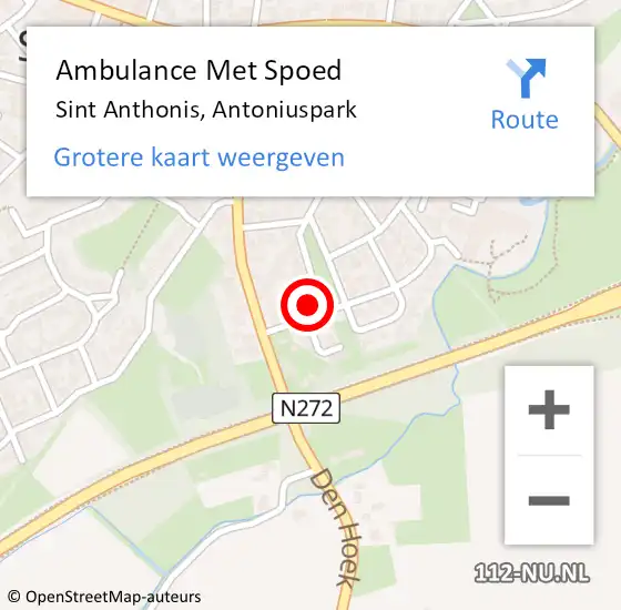 Locatie op kaart van de 112 melding: Ambulance Met Spoed Naar Sint Anthonis, Antoniuspark op 20 juni 2016 05:11