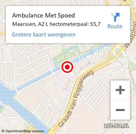 Locatie op kaart van de 112 melding: Ambulance Met Spoed Naar Maarssen, A2 L hectometerpaal: 55,7 op 20 juni 2016 08:50