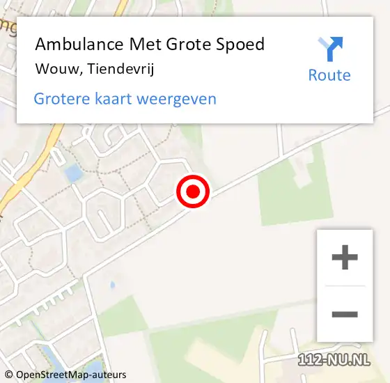 Locatie op kaart van de 112 melding: Ambulance Met Grote Spoed Naar Wouw, Tiendevrij op 22 juni 2016 02:22
