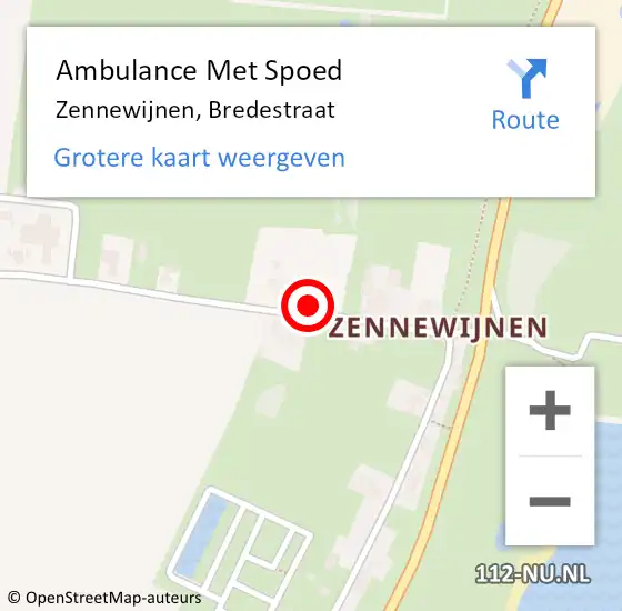 Locatie op kaart van de 112 melding: Ambulance Met Spoed Naar Zennewijnen, Bredestraat op 22 juni 2016 09:14