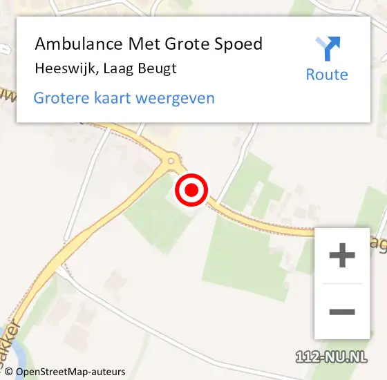 Locatie op kaart van de 112 melding: Ambulance Met Grote Spoed Naar Heeswijk, Laag Beugt op 22 juni 2016 09:27