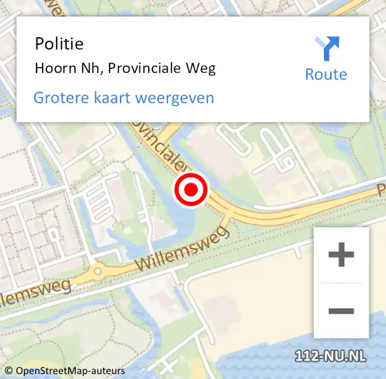 Locatie op kaart van de 112 melding: Politie Hoorn Nh, Provinciale Weg op 22 juni 2016 15:46