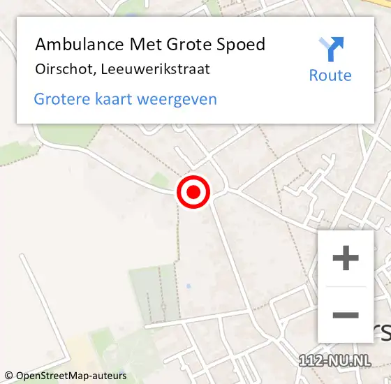 Locatie op kaart van de 112 melding: Ambulance Met Grote Spoed Naar Oirschot, Leeuwerikstraat op 22 juni 2016 16:48