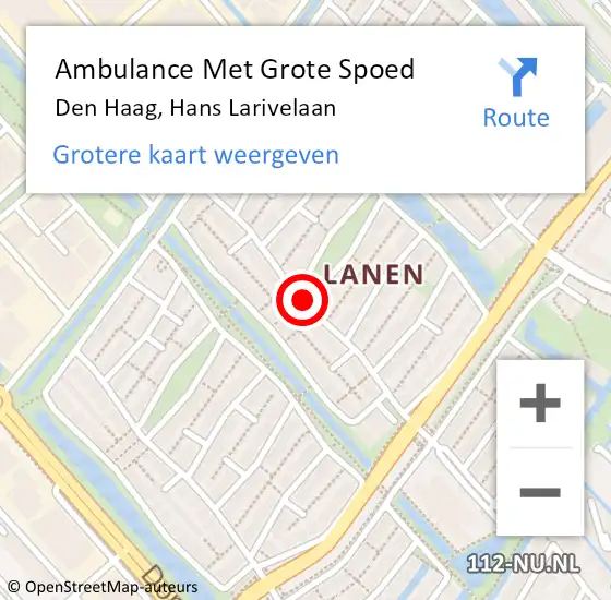 Locatie op kaart van de 112 melding: Ambulance Met Grote Spoed Naar Den Haag, Hans Larivelaan op 22 juni 2016 18:42