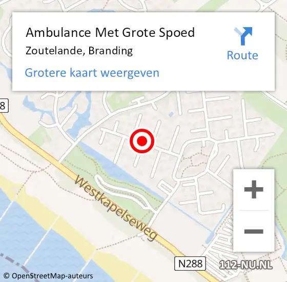 Locatie op kaart van de 112 melding: Ambulance Met Grote Spoed Naar Zoutelande, Branding op 23 juni 2016 15:29