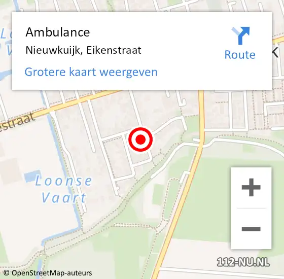 Locatie op kaart van de 112 melding: Ambulance Nieuwkuijk, Eikenstraat op 23 juni 2016 17:08