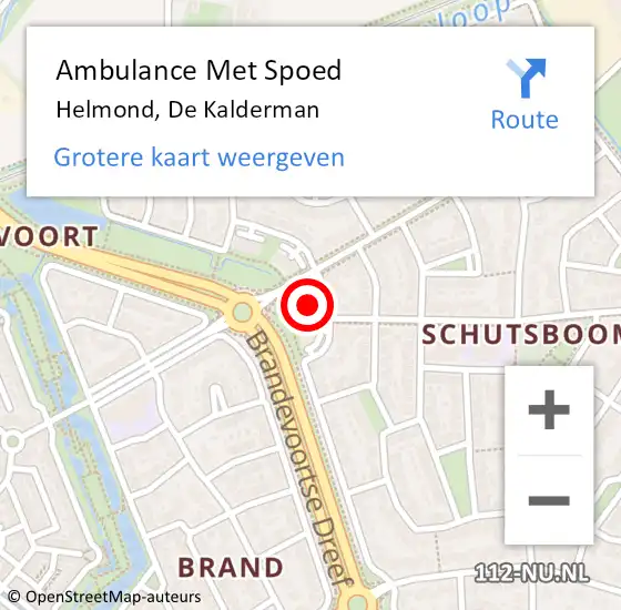 Locatie op kaart van de 112 melding: Ambulance Met Spoed Naar Helmond, De Kalderman op 23 juni 2016 17:42