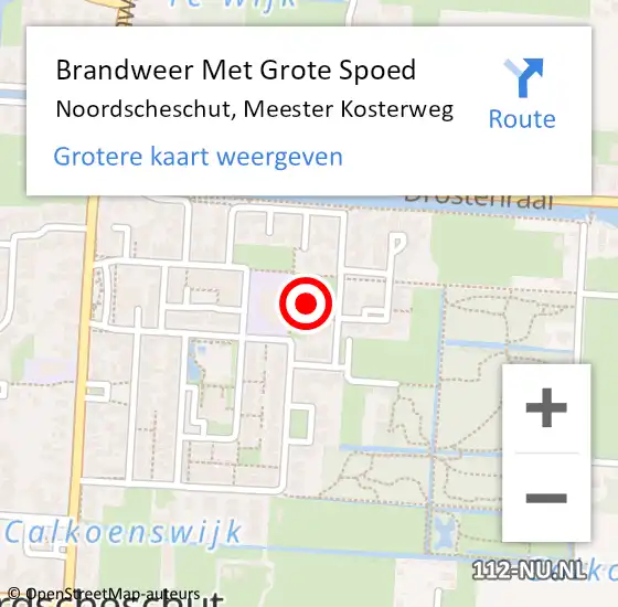Locatie op kaart van de 112 melding: Brandweer Met Grote Spoed Naar Noordscheschut, Meester Kosterweg op 23 juni 2016 20:44