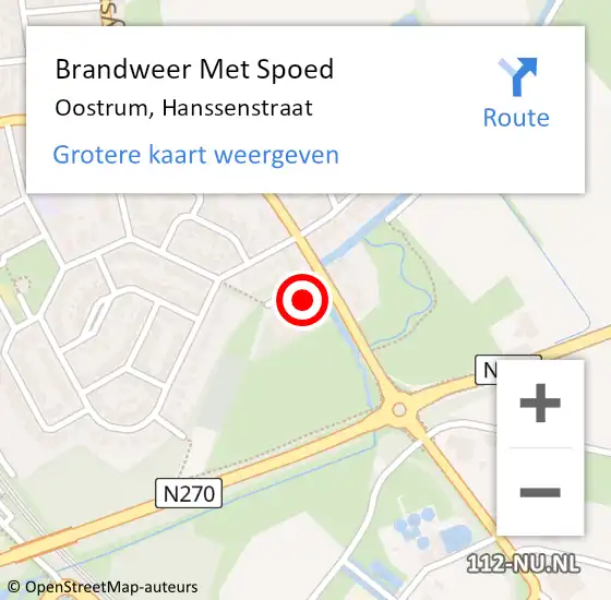 Locatie op kaart van de 112 melding: Brandweer Met Spoed Naar Oostrum, Hanssenstraat op 23 juni 2016 22:20