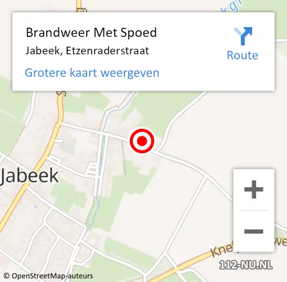Locatie op kaart van de 112 melding: Brandweer Met Spoed Naar Jabeek, Etzenraderstraat op 24 juni 2016 08:01