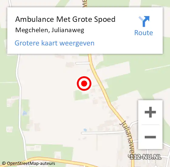 Locatie op kaart van de 112 melding: Ambulance Met Grote Spoed Naar Megchelen, Julianaweg op 24 juni 2016 14:46