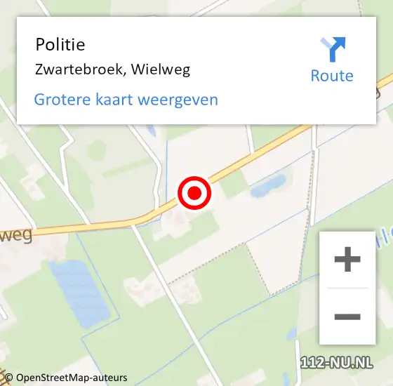 Locatie op kaart van de 112 melding: Politie Zwartebroek, Wielweg op 24 juni 2016 16:46