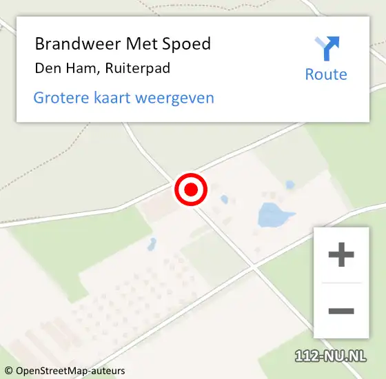 Locatie op kaart van de 112 melding: Brandweer Met Spoed Naar Den Ham, Ruiterpad op 24 juni 2016 20:10