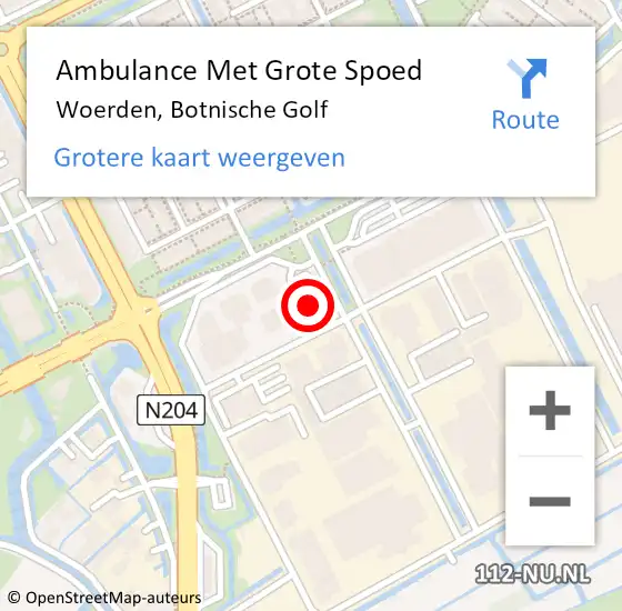 Locatie op kaart van de 112 melding: Ambulance Met Grote Spoed Naar Woerden, Botnische Golf op 25 juni 2016 02:55