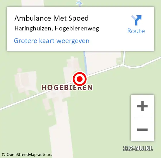 Locatie op kaart van de 112 melding: Ambulance Met Spoed Naar Haringhuizen, Hogebierenweg op 25 juni 2016 10:48