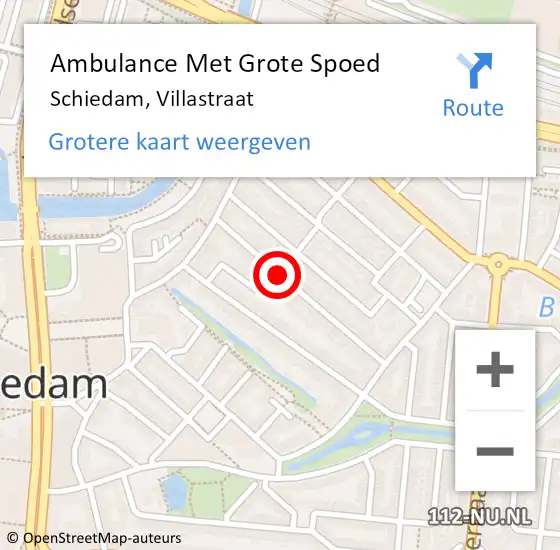 Locatie op kaart van de 112 melding: Ambulance Met Grote Spoed Naar Schiedam, Villastraat op 25 juni 2016 15:38