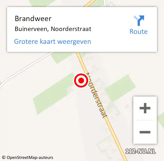 Locatie op kaart van de 112 melding: Brandweer Buinerveen, Noorderstraat op 25 juni 2016 16:03