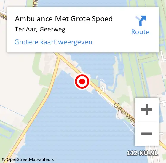 Locatie op kaart van de 112 melding: Ambulance Met Grote Spoed Naar Ter Aar, Geerweg op 25 juni 2016 16:22