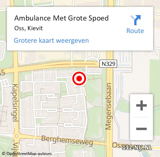 Locatie op kaart van de 112 melding: Ambulance Met Grote Spoed Naar Oss, Kievit op 25 juni 2016 17:38