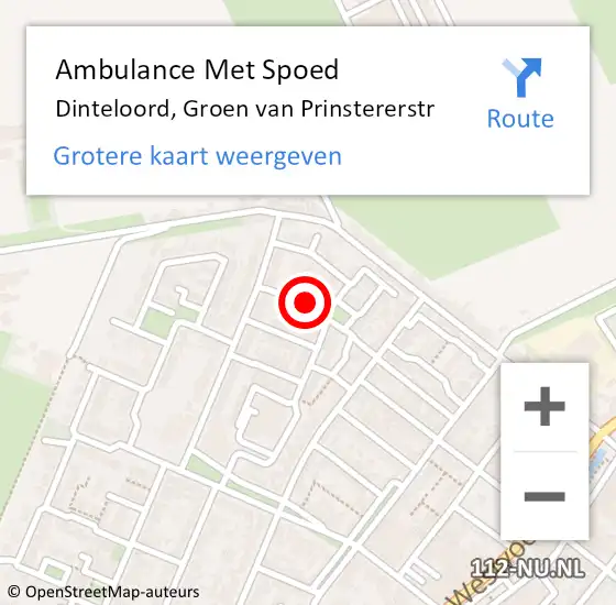 Locatie op kaart van de 112 melding: Ambulance Met Spoed Naar Dinteloord, Groen van Prinstererstr op 25 juni 2016 19:00