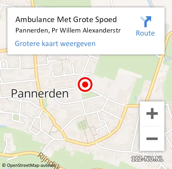 Locatie op kaart van de 112 melding: Ambulance Met Grote Spoed Naar Pannerden, Pr Willem Alexanderstr op 25 juni 2016 23:30
