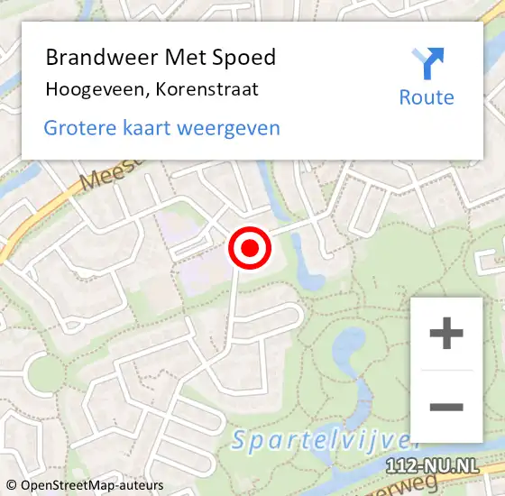 Locatie op kaart van de 112 melding: Brandweer Met Spoed Naar Hoogeveen, Korenstraat op 26 juni 2016 03:41