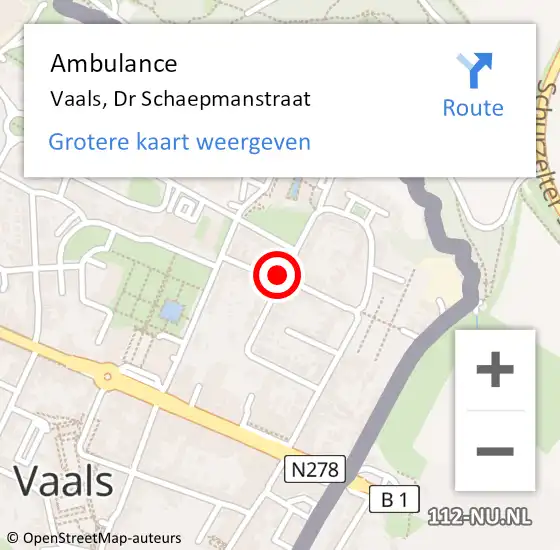 Locatie op kaart van de 112 melding: Ambulance Vaals, Dr Schaepmanstraat op 19 december 2013 12:07