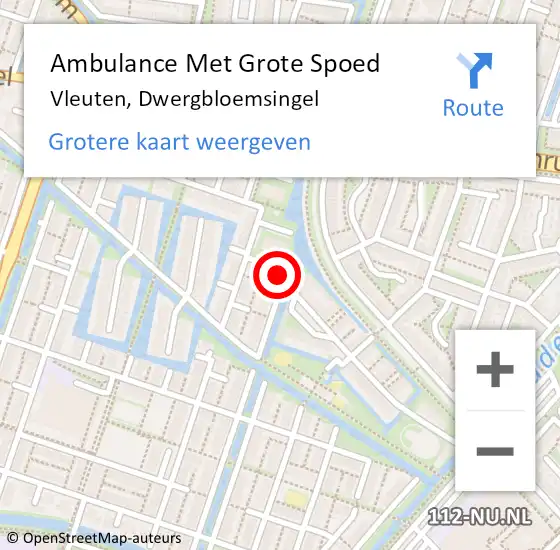 Locatie op kaart van de 112 melding: Ambulance Met Grote Spoed Naar Vleuten, Dwergbloemsingel op 26 juni 2016 18:30