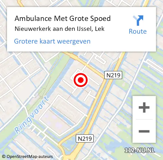 Locatie op kaart van de 112 melding: Ambulance Met Grote Spoed Naar Nieuwerkerk aan den IJssel, Lek op 27 juni 2016 11:45