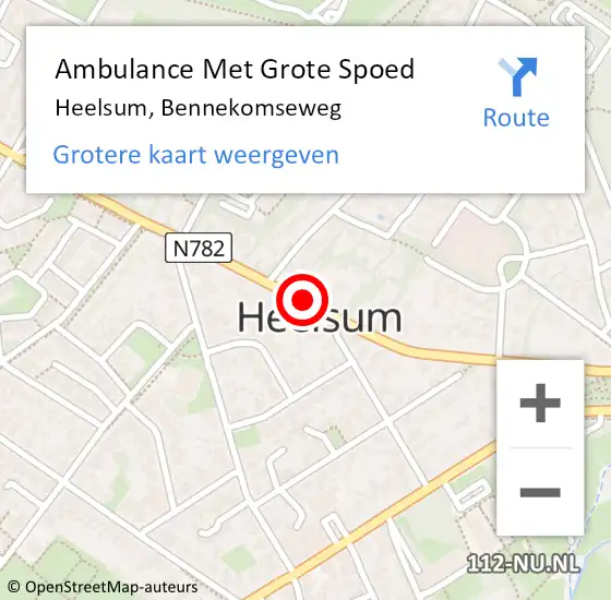 Locatie op kaart van de 112 melding: Ambulance Met Grote Spoed Naar Heelsum, Bennekomseweg op 27 juni 2016 18:17
