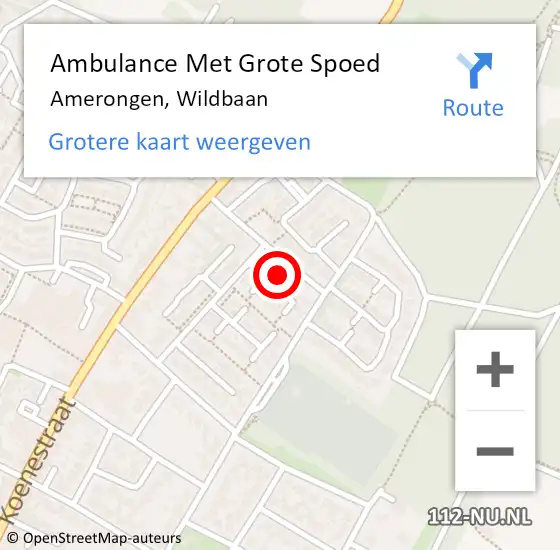 Locatie op kaart van de 112 melding: Ambulance Met Grote Spoed Naar Amerongen, Wildbaan op 27 juni 2016 18:40
