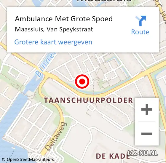 Locatie op kaart van de 112 melding: Ambulance Met Grote Spoed Naar Maassluis, Van Speykstraat op 27 juni 2016 23:56