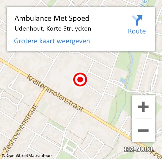 Locatie op kaart van de 112 melding: Ambulance Met Spoed Naar Udenhout, Korte Struycken op 28 juni 2016 01:46