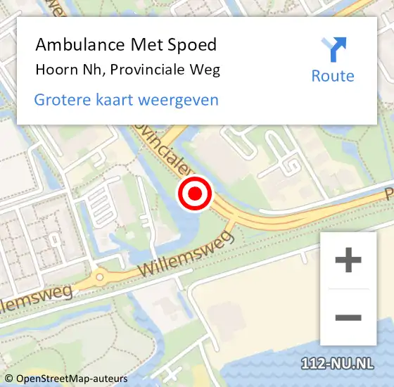 Locatie op kaart van de 112 melding: Ambulance Met Spoed Naar Hoorn Nh, Provinciale Weg op 28 juni 2016 08:01