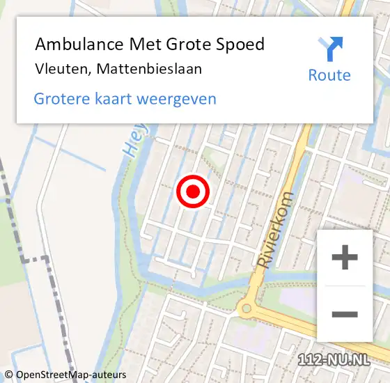 Locatie op kaart van de 112 melding: Ambulance Met Grote Spoed Naar Vleuten, Mattenbieslaan op 28 juni 2016 08:05