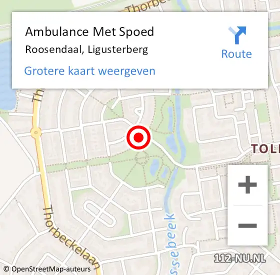 Locatie op kaart van de 112 melding: Ambulance Met Spoed Naar Roosendaal, Ligusterberg op 28 juni 2016 12:50