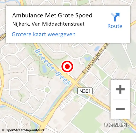 Locatie op kaart van de 112 melding: Ambulance Met Grote Spoed Naar Nijkerk, Van Middachtenstraat op 28 juni 2016 18:17